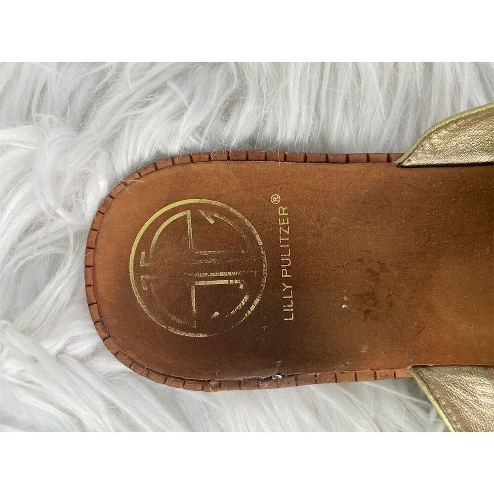 Lilly Pulitzer Women's Gold Leather Thong Sandals Size 8 Casual Summer - Picture 3 of 5
